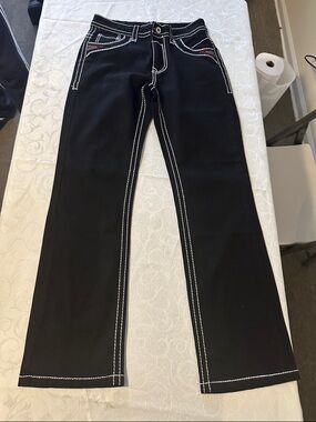 Women’s Black Jeans with Contrast White Topstitching